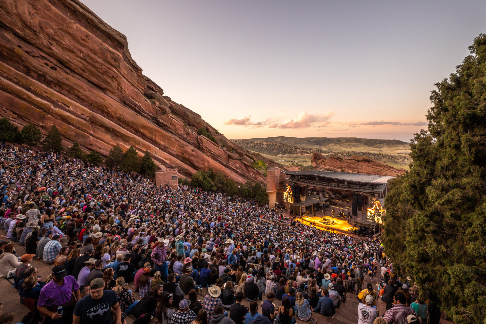 A concert crowd at Red Rocks Amphitheatre in Morrison, Colorado